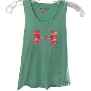 Under Armour Logo Loose Heat Gear Tank Top Green Size Youth Medium